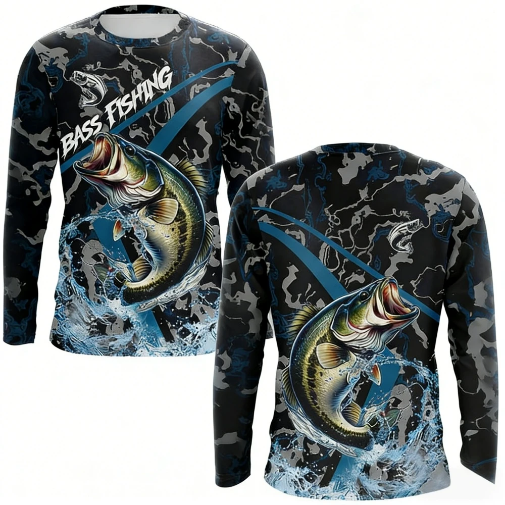 Outdoor Hunting Prints - Camisa de pesca masculina de manga